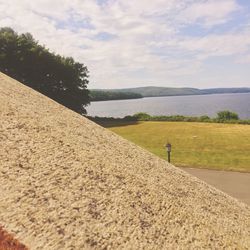 Man on landscape against sky