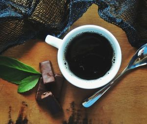 Close-up of coffee cup on table