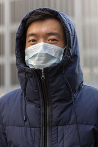 Portrait of man with snow covered face