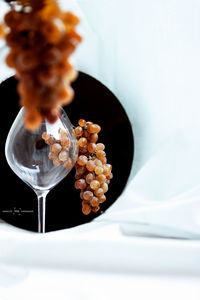 Close-up of wine in glass bowl on table