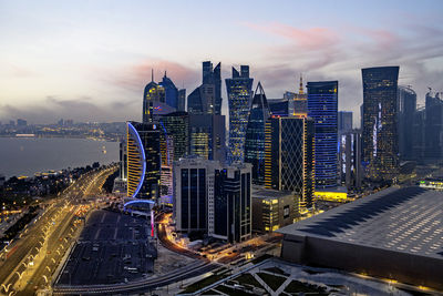 Aerial view of doha skyline west bay doha qatar