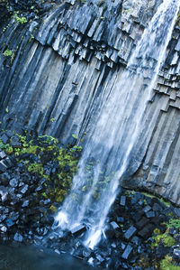 Close-up of waterfall against trees