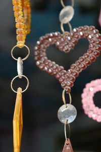 Close-up of heart shape decoration hanging