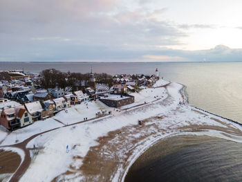 Panoramic view of sea against sky during winter