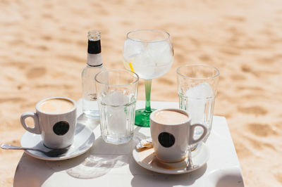 Coffees and cocktails at the beach no people