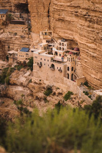 High angle view of old buildings