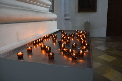View of illuminated candles