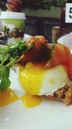 Close-up of served food in plate