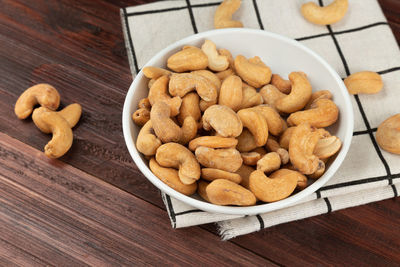 High angle view of cookies on table