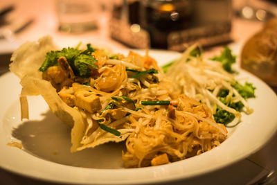 Close-up of meal served in plate