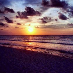 Scenic view of sea at sunset