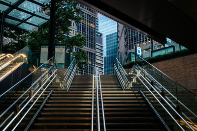 Low angle view of escalator in building