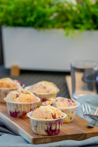 Close-up of ice cream on table