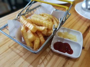 High angle view of food on table
