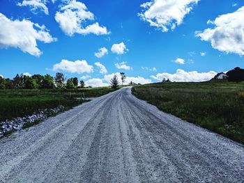 Surface level of road along countryside landscape