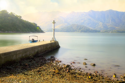 Scenic view of lake against sky