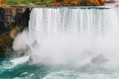 Scenic view of waterfall