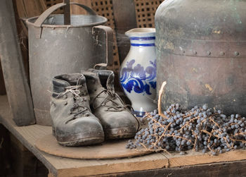 Close-up of shoes on table