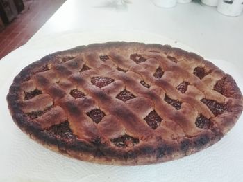 High angle view of cake in plate