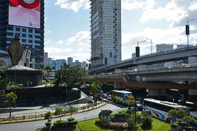 Modern buildings against sky in city