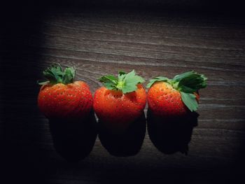 Close-up of strawberries on table