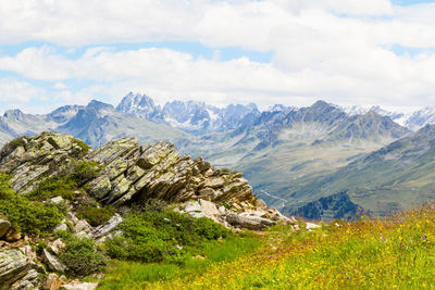 Scenic view of mountains against sky