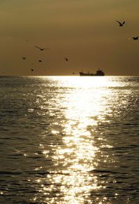 View of sea against sky during sunset