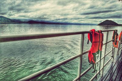 Scenic view of sea against cloudy sky