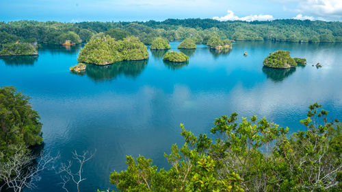 Panoramic view of lake against sky