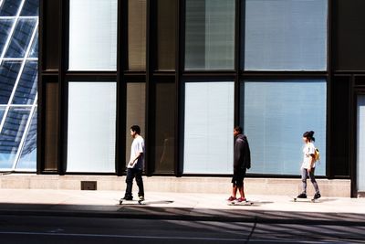 People walking in building