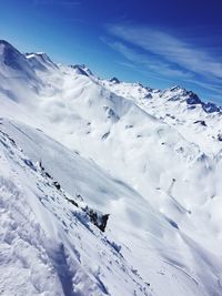 Scenic view of snow mountains against sky