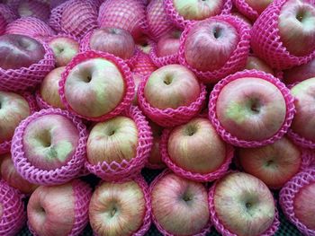 Full frame shot of apples for sale in market