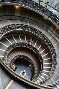 High angle view of spiral stairs