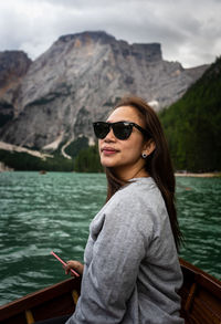 Young woman wearing sunglasses