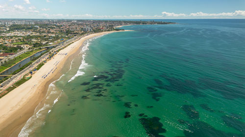 High angle view of beach against sky