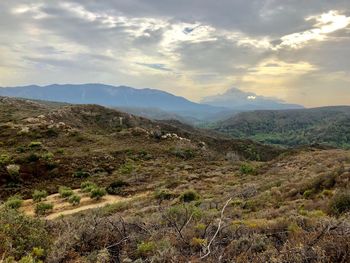 Scenic view of mountains against sky