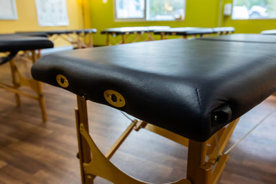 Close-up of empty seat in hospital