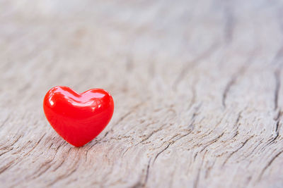 Close-up of heart shape on table