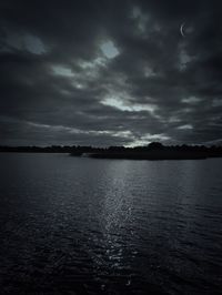 Scenic view of sea against dramatic sky