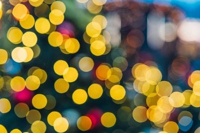 Defocused image of illuminated christmas tree