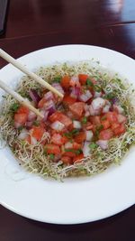 High angle view of salad in plate