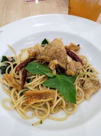 High angle view of meal served in plate