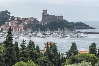 Lanscape of the seafront and the castle of lerici