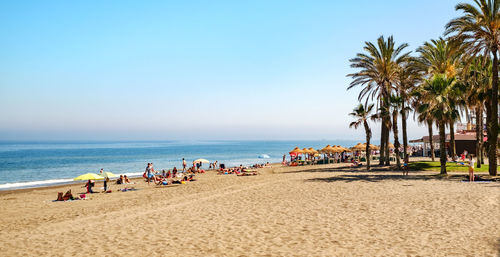 People at beach on sunny day