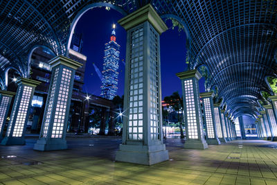 Low angle view of illuminated city at night