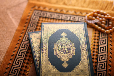 High angle view of text on paper