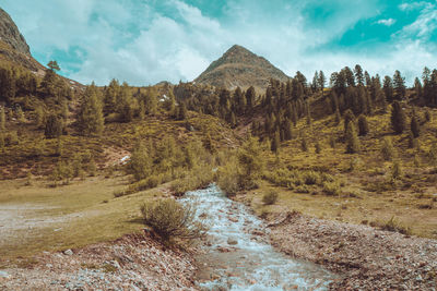 Scenic view of mountains against sky