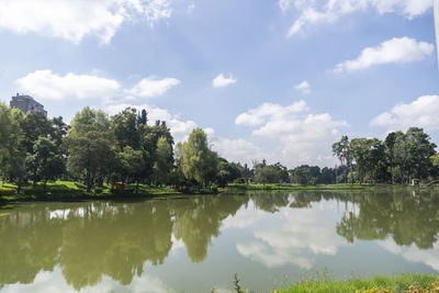 Scenic view of lake against sky