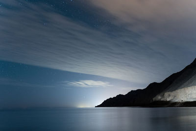 Scenic view of sea against sky at night