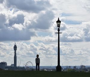 Bt tower, lamppost view from primrose hill 